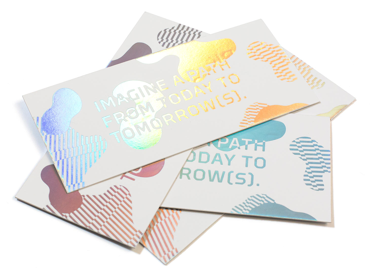 Iridescent foil stamped tickets for the Baltimore Museum of Art's Necessity of Tomorrow Lecture series featuring Mark Bradford, Ta'nehisi Coates, Mickalene Thomas, Boots Riley, and more