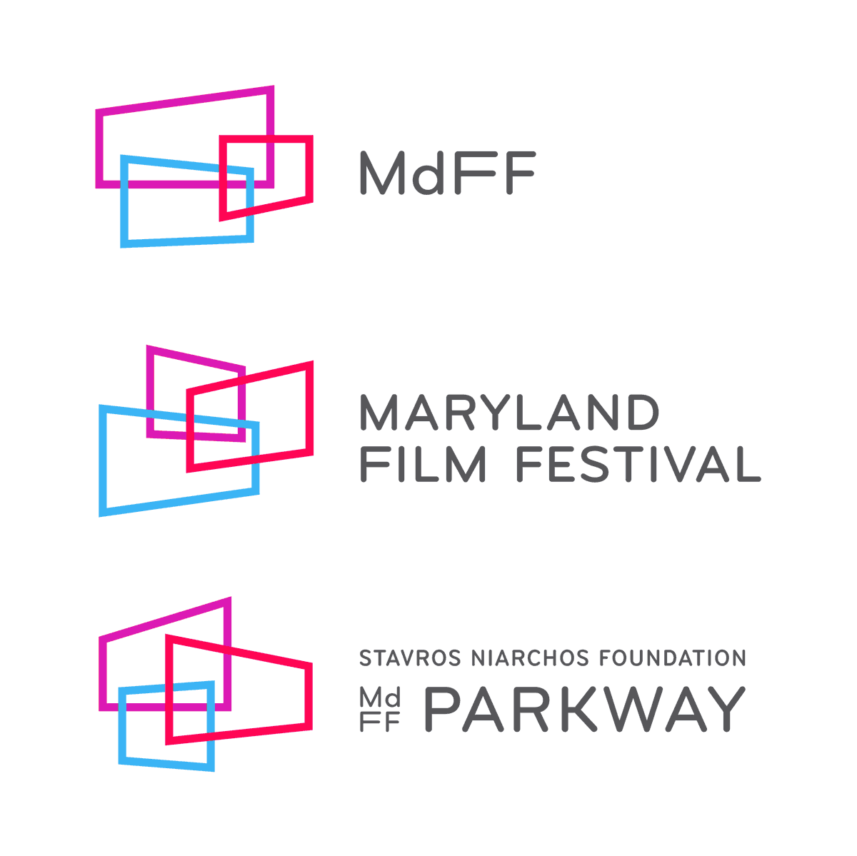 MdFF flexible brand identity and logos for a film festival and movie theater