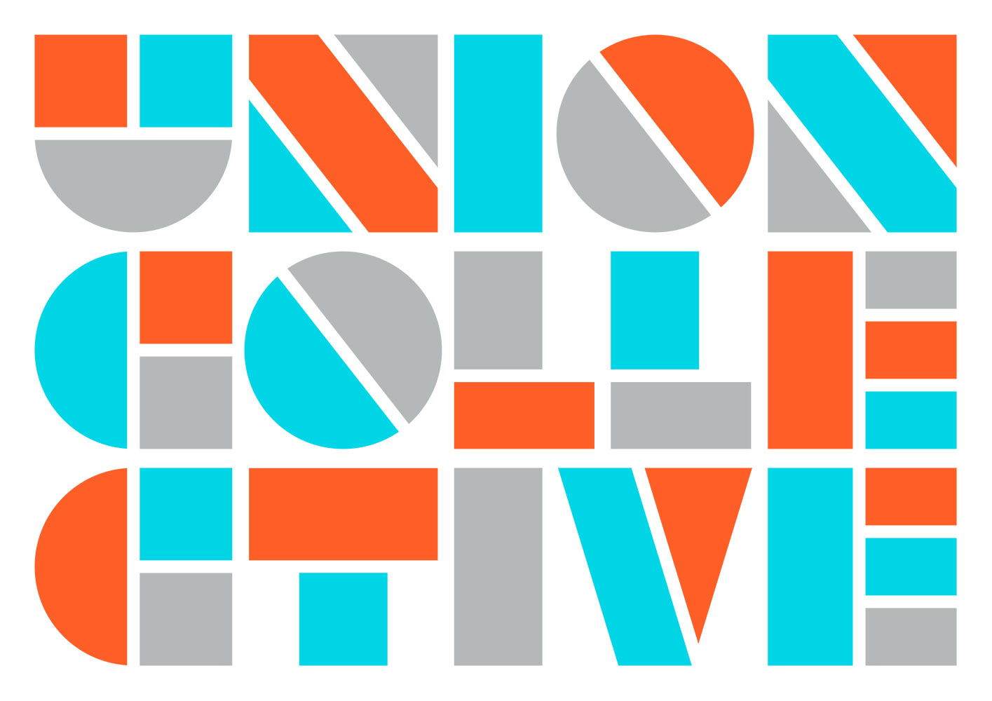 Union Collective logo custom stencil lettering typography made from geometric shapes Bauhaus style